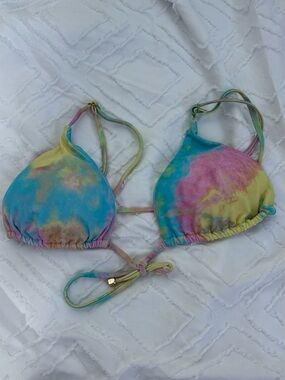 Blackbough Swim Tie Dye Bikini Top Pastel Pink Blue Yellow Adjustable